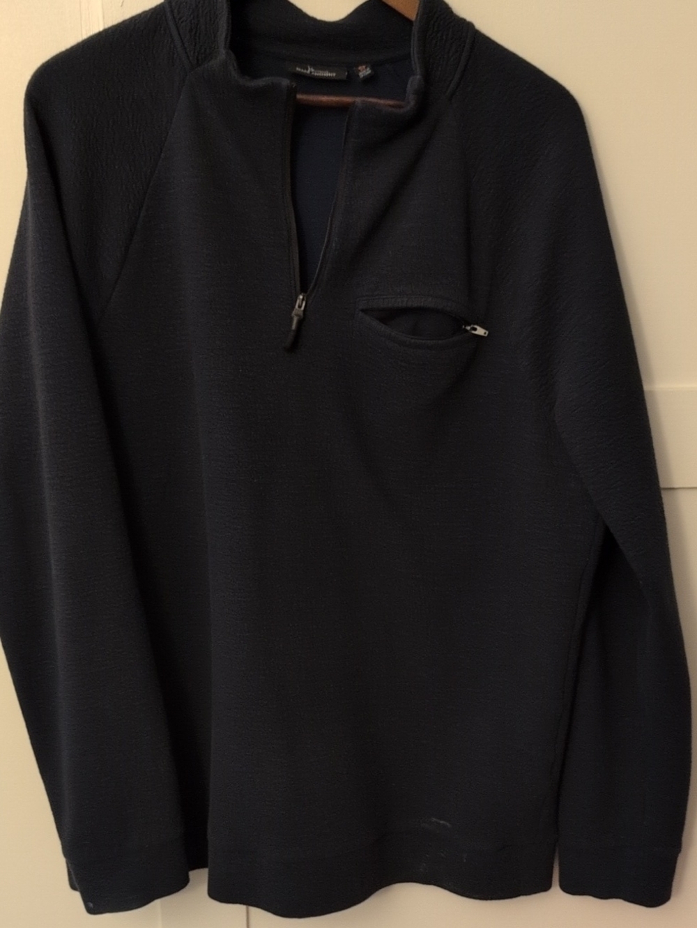 Marc Anthony Navy Quarter-Zip Pullover with Zip Chest Pocket